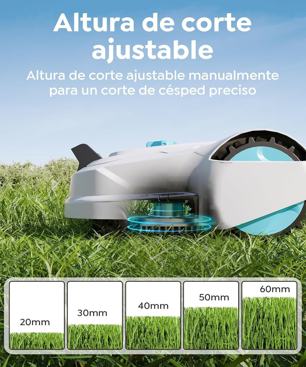 YARDCARE M800Plus Robot Cortacésped sin Cable Perimetral, 800 m², Posicionamiento GPS + Visión IA, Robot Cortacésped sin Cables, Modo de Corte en U, Detección de 150 Obstáculos, Carga Automática, App