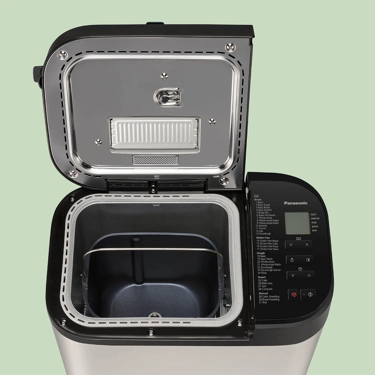 Panasonic SD-YR2550SXE Panificadora Automática con Dispensador, 850 W, Sensor de Temperatura, Temporizador Digital 13H, 31 Programas, Plateado