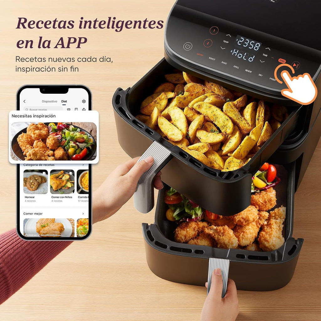 Cosori Freidora de Aire 10,8 L Turbo Tower Pro, Doble Cesta Vertical