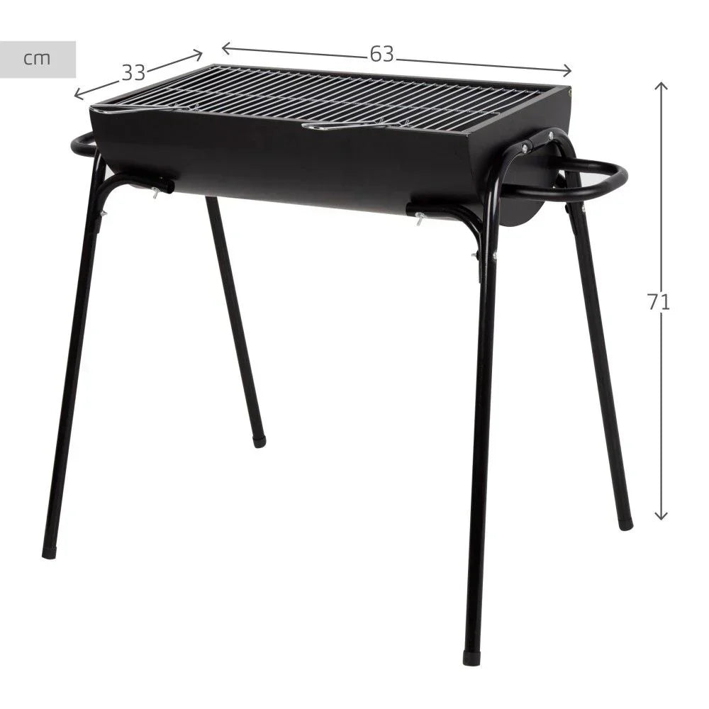 Barbacoa Portátil De Acero 91x33x71 Cm - Aktive. Negro