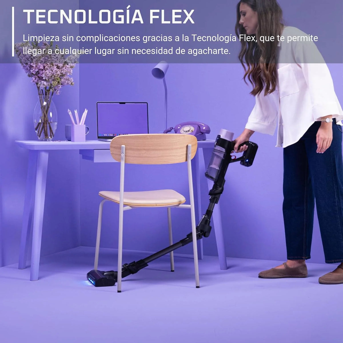 Rowenta X-Force Flex 9.80, Aspiradora Escoba Sin Cable, Allergy, Violeta