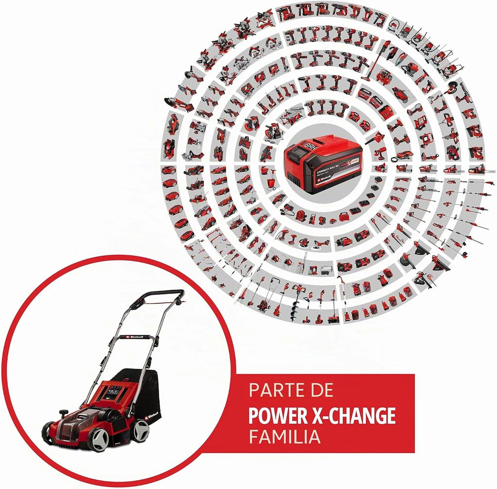 Einhell PXC Escarificador y aireador de césped inalámbrico GE-SC 35 Li-Solo, 36 V, Motor sin escobillas, Ancho 35 cm, 3 Profundidades, sin batería